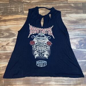 Womens Heavy Metal Devilish Poopy’s Savanna Stud Rhinestone Sequin Shirt 2XL